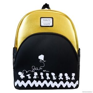 NWT Loungefly x Peanuts Gold & Black Charlie Brown 75th anniversary Backpack